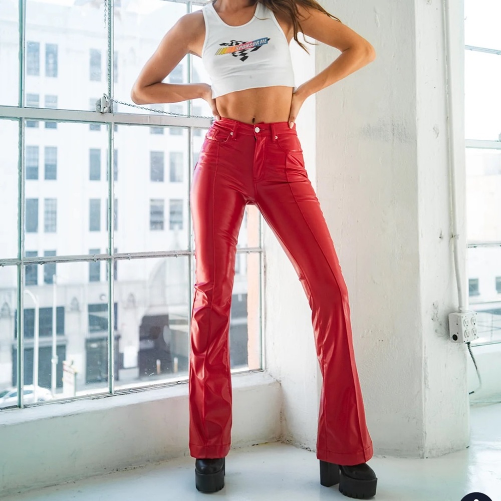 COPY - Venus Flares Red leather pants